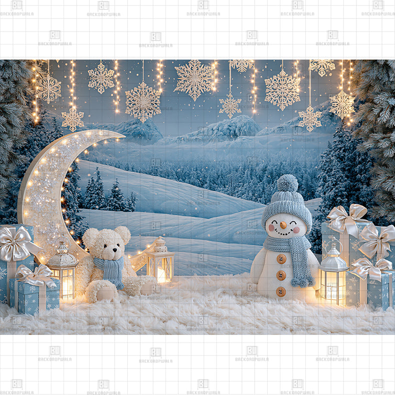 Town SQUARE Snowman Printed Baby Backdrop