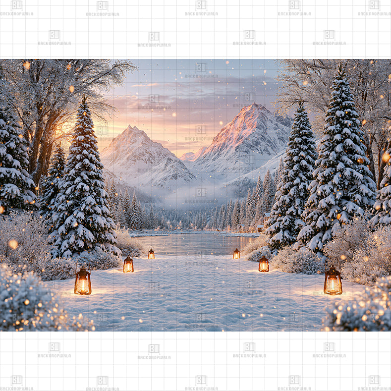Winter street Scene Printed Baby Backdrop