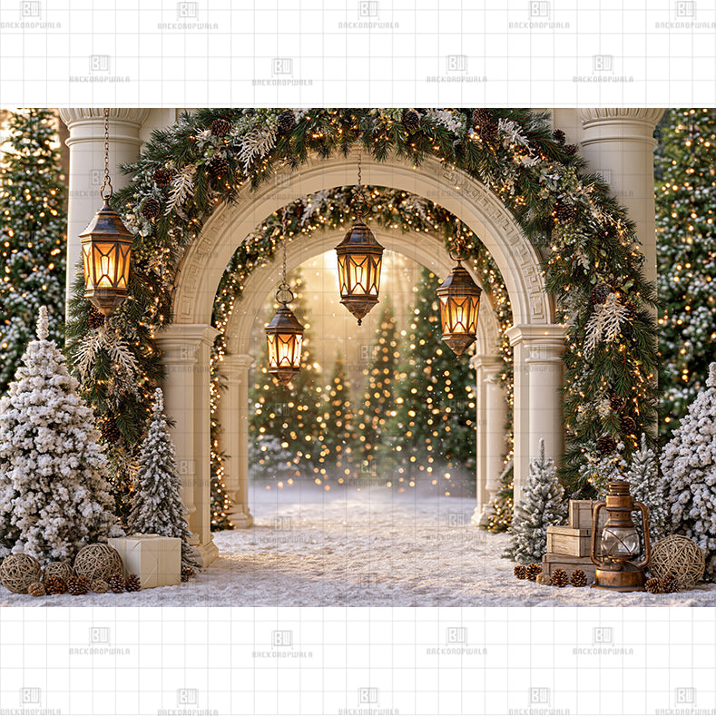 Winter Celebration Gateway Printed Baby Backdrop