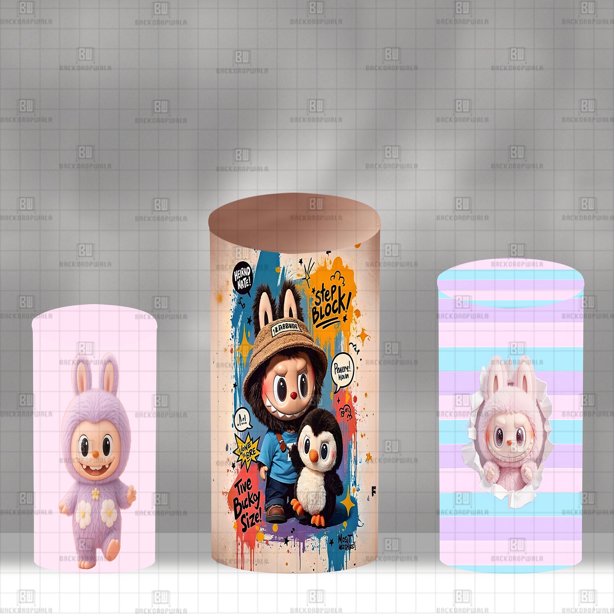 Labubu Doll Theme Drum Cover Backdrop