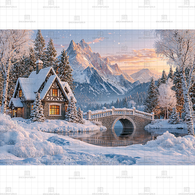 Winter Bridge Haven Printed Baby Backdrop