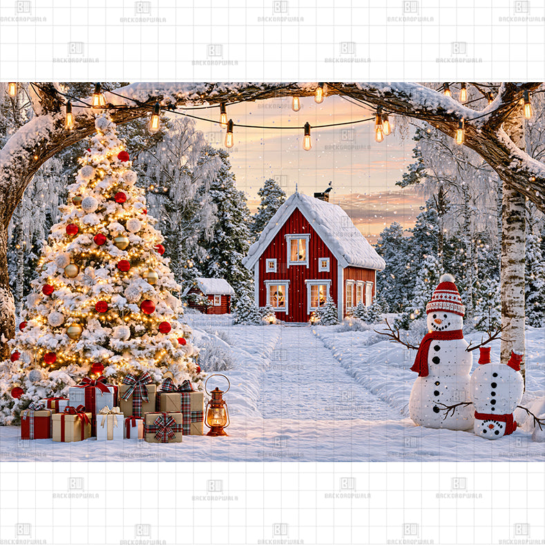 Snowbound Village Printed Baby Backdrop