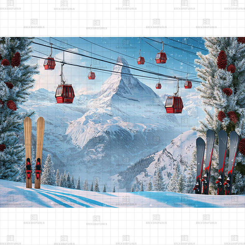 Ski Resort Peak Printed Baby Backdrop