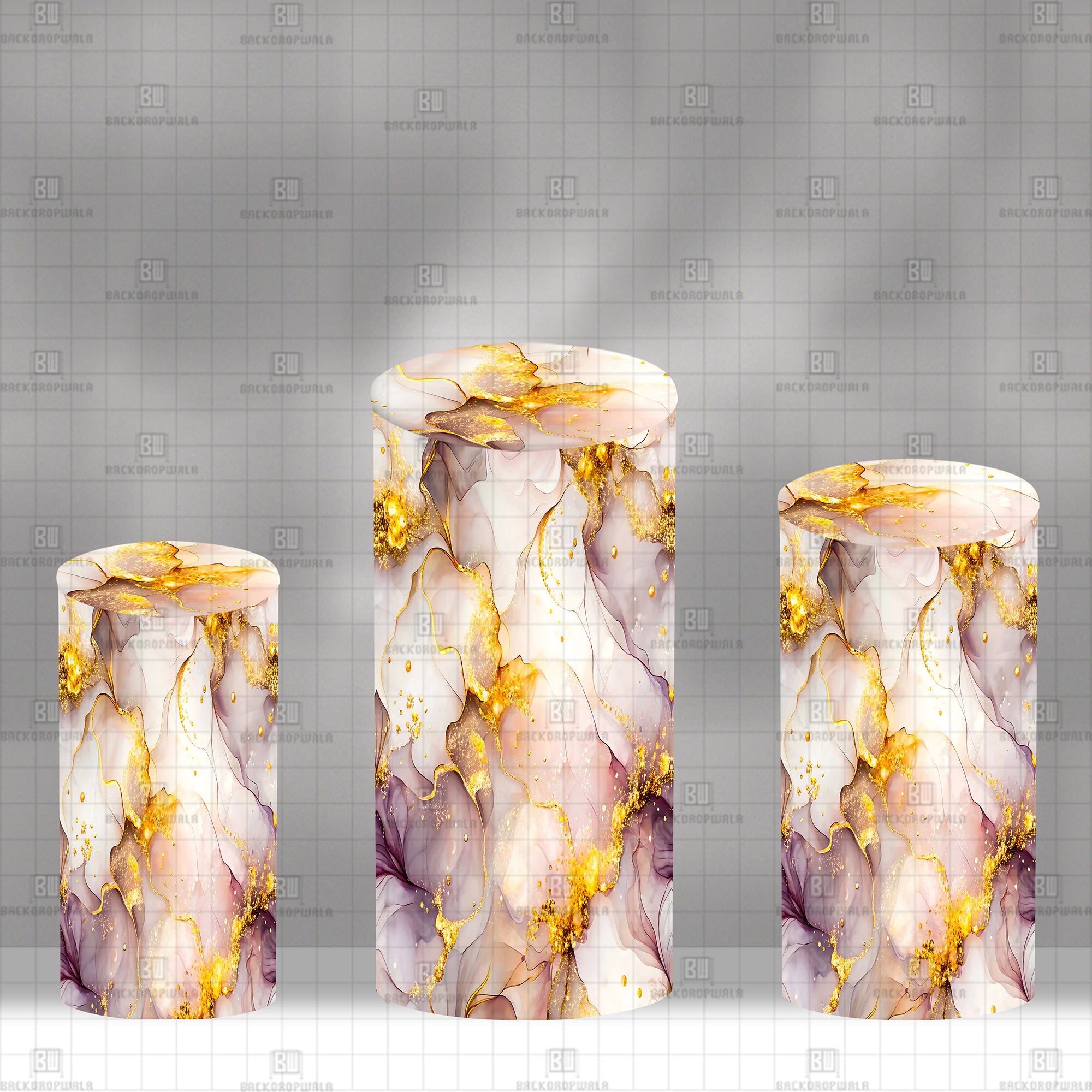 Golden Ethereal Marble Theme Drum Cover Backdrop