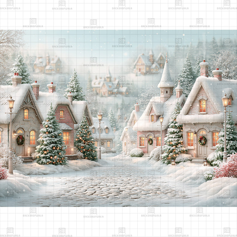 Ski Resort Mountain Printed Baby Backdrop
