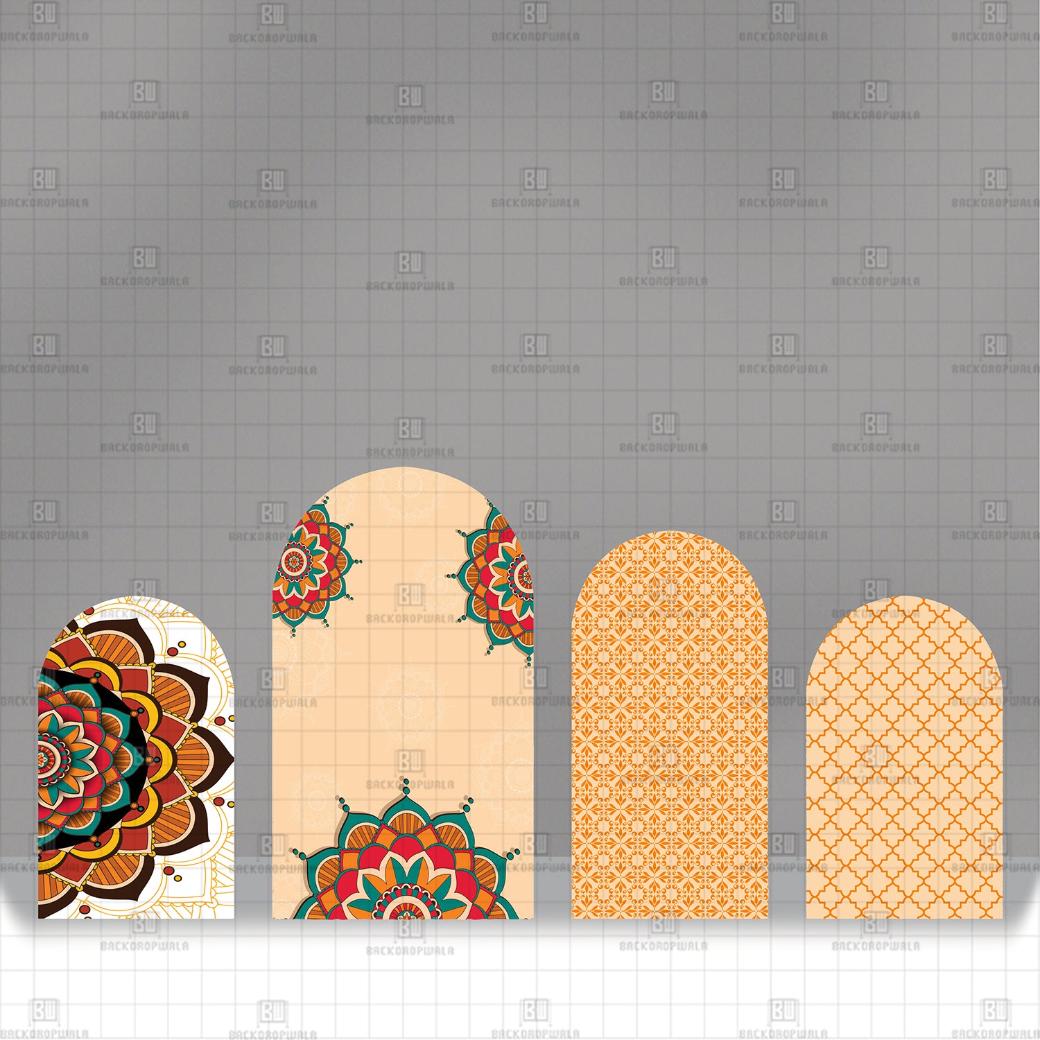 Persian Orange Panes Theme Printed Event Backdrop