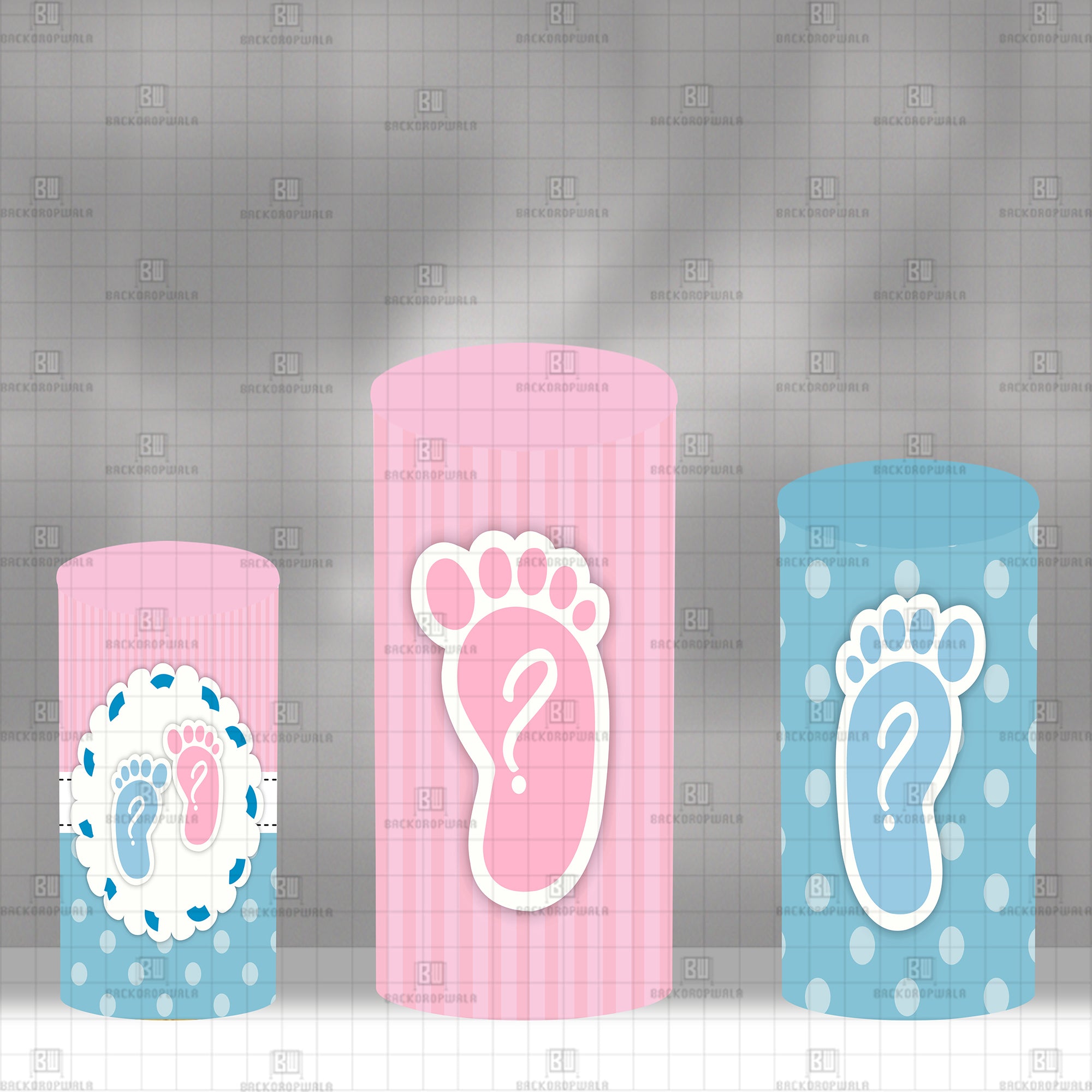 Boy or Girl Footprint Theme Drum Cover Backdrop