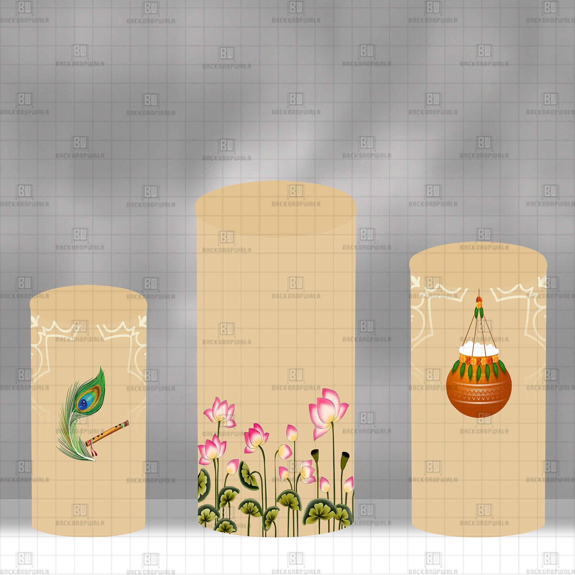Janmashtami Theme Drum Cover Backdrop