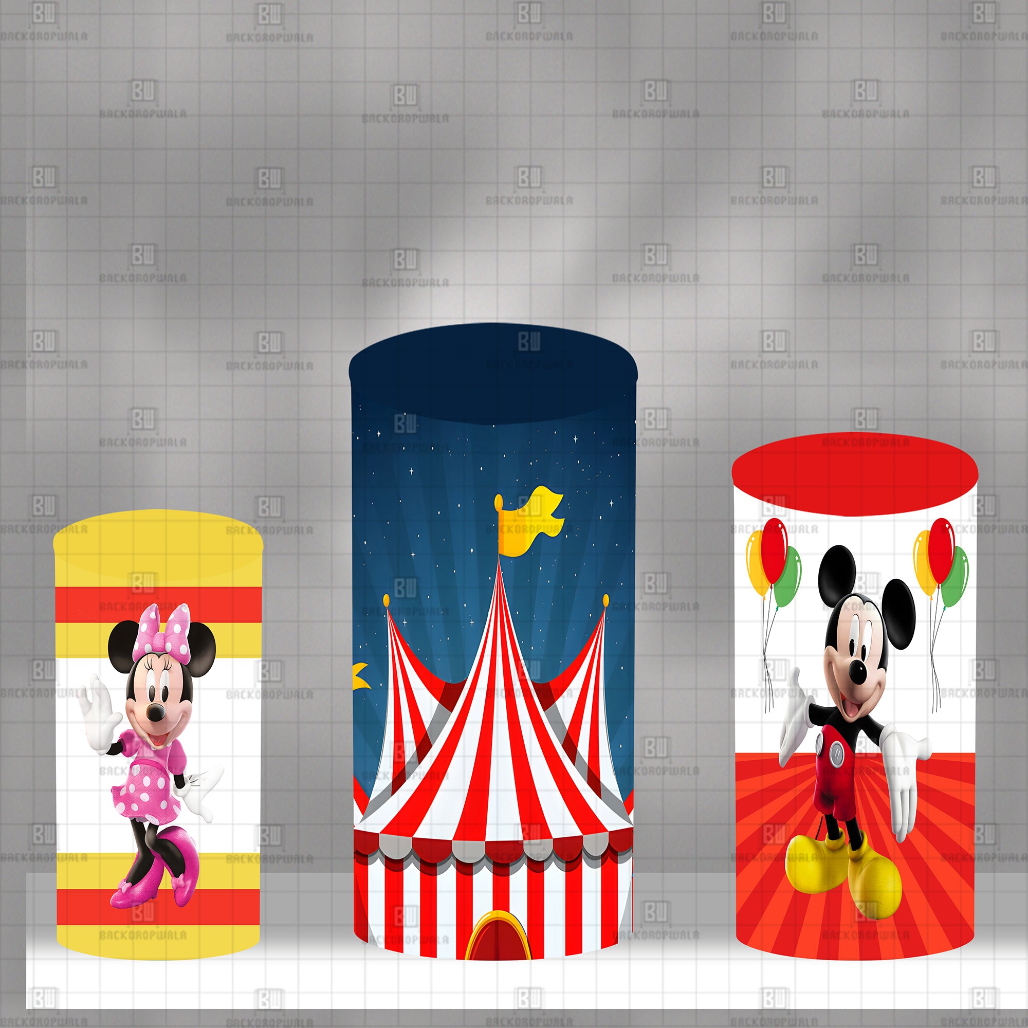 Circus with Mickey Mouse Theme Drum Cover Backdrop