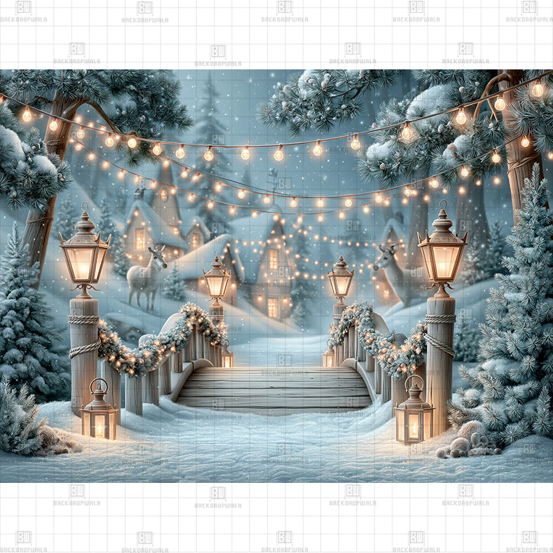 Polar Bear Family Printed Baby Backdrop