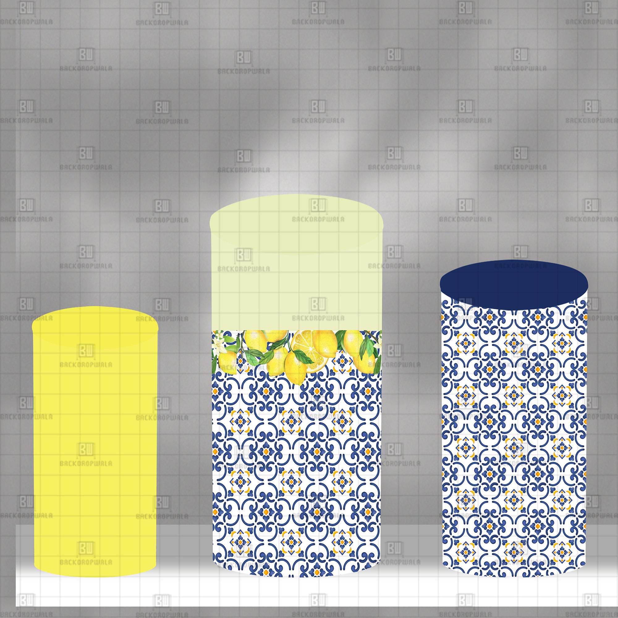 Azure Tile & Lemon Twist Theme Drum Cover Backdrop