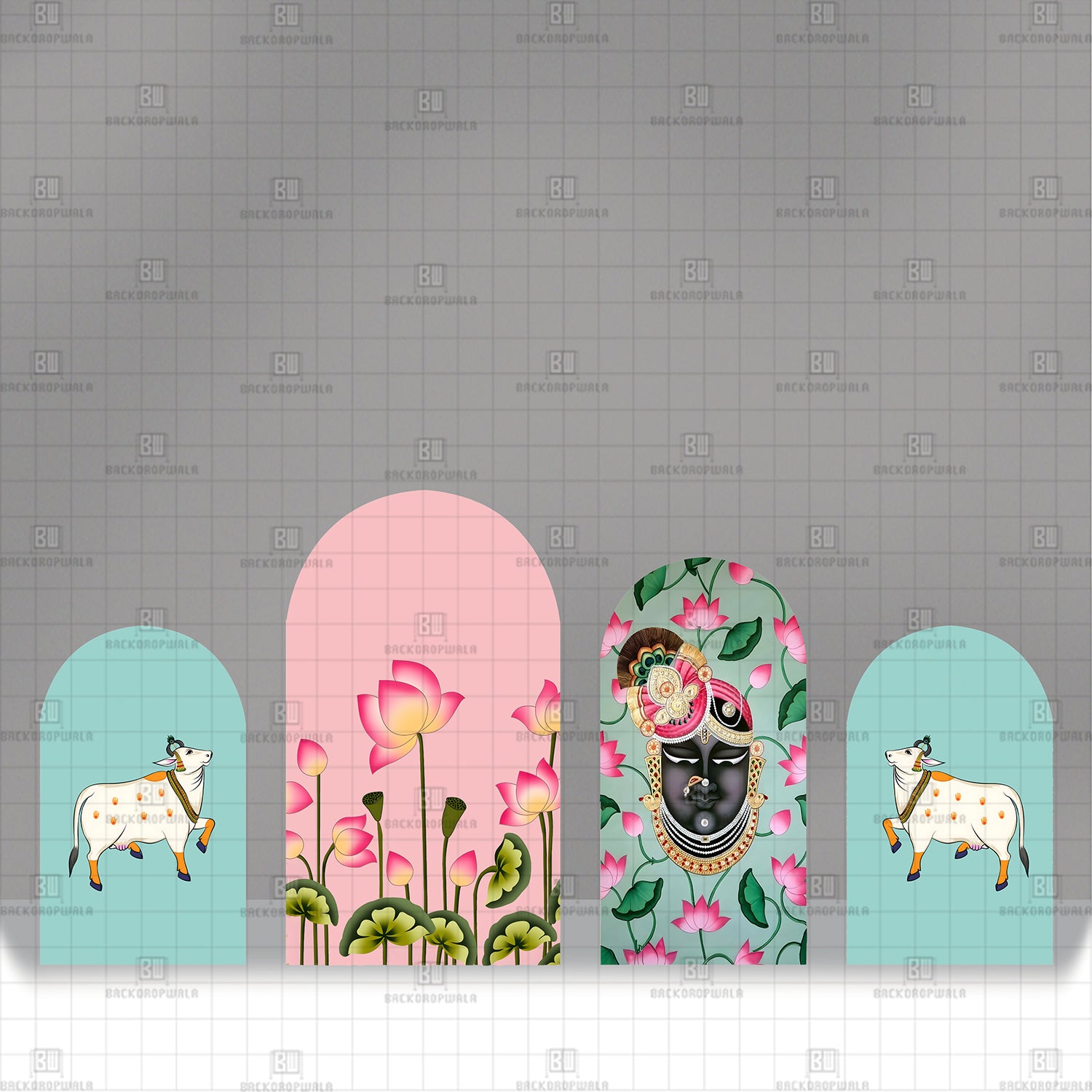 The Lotus Path of Shrinathji Theme Printed Event Backdrop