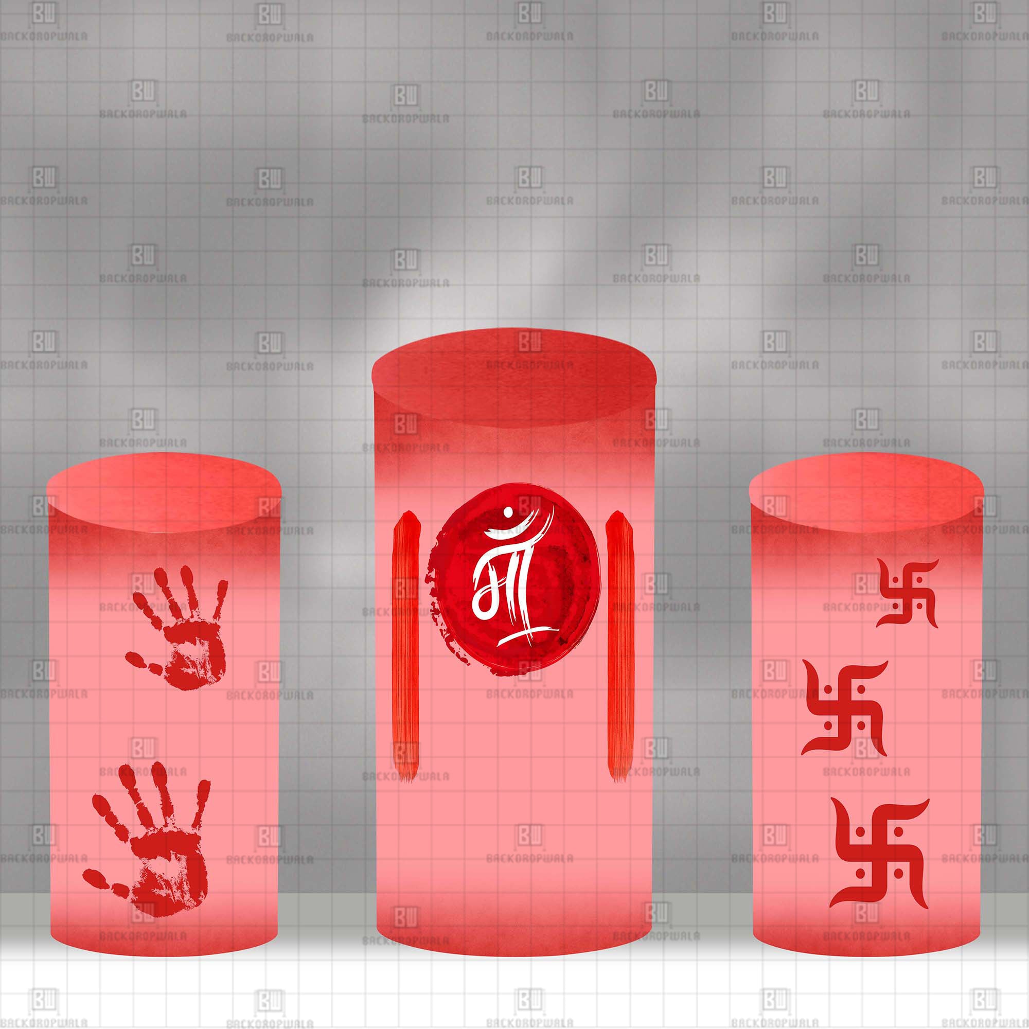 Royal Puja Pedestals Theme Drum Cover Backdrop