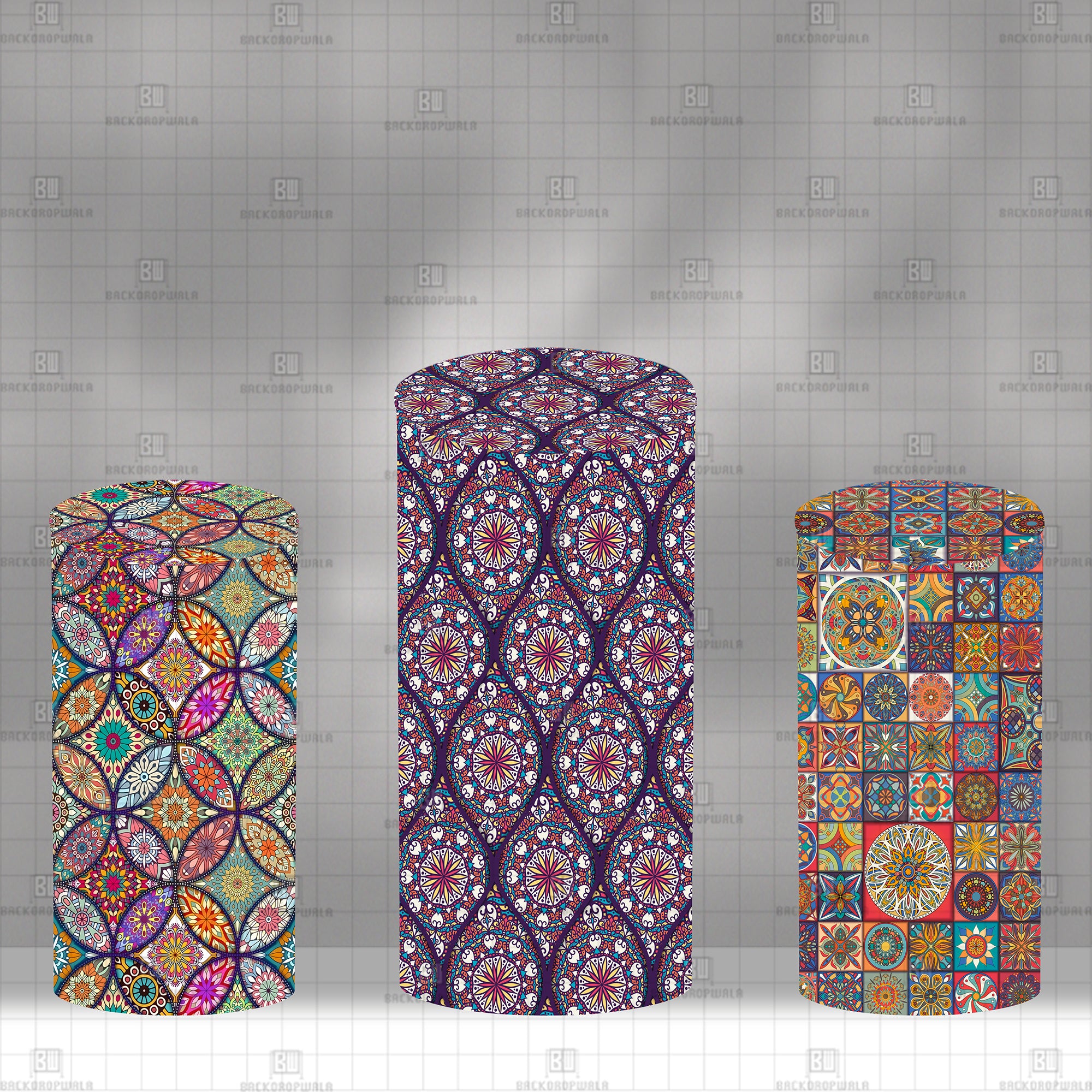 Bohemian Mosaic Theme Drum Cover Backdrop