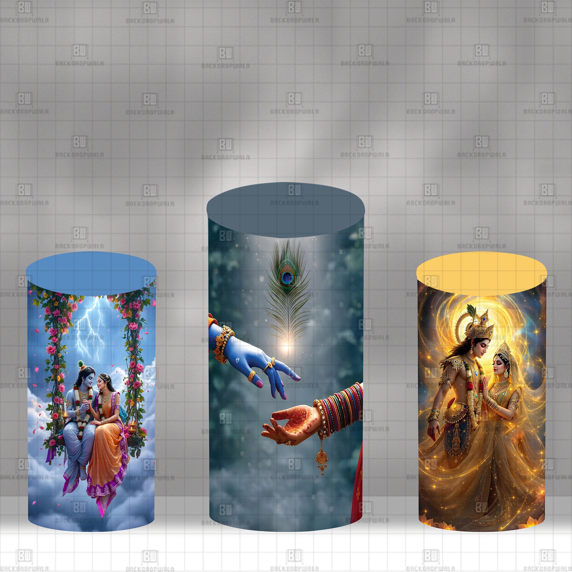 The Eternal Radha Krishna Bond Theme Drum Cover Backdrop