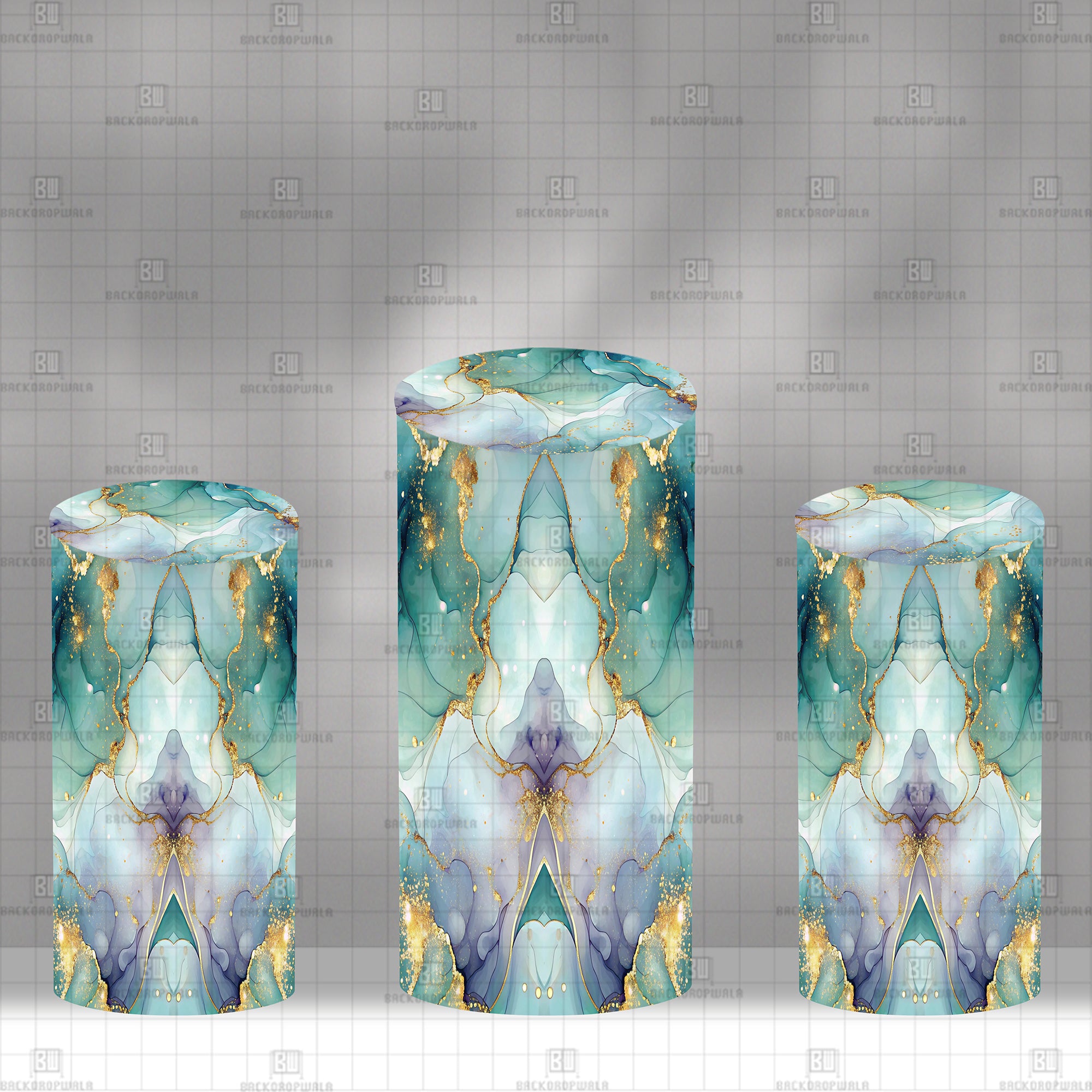 Green Golden Ethereal Marble Theme Drum Cover Backdrop