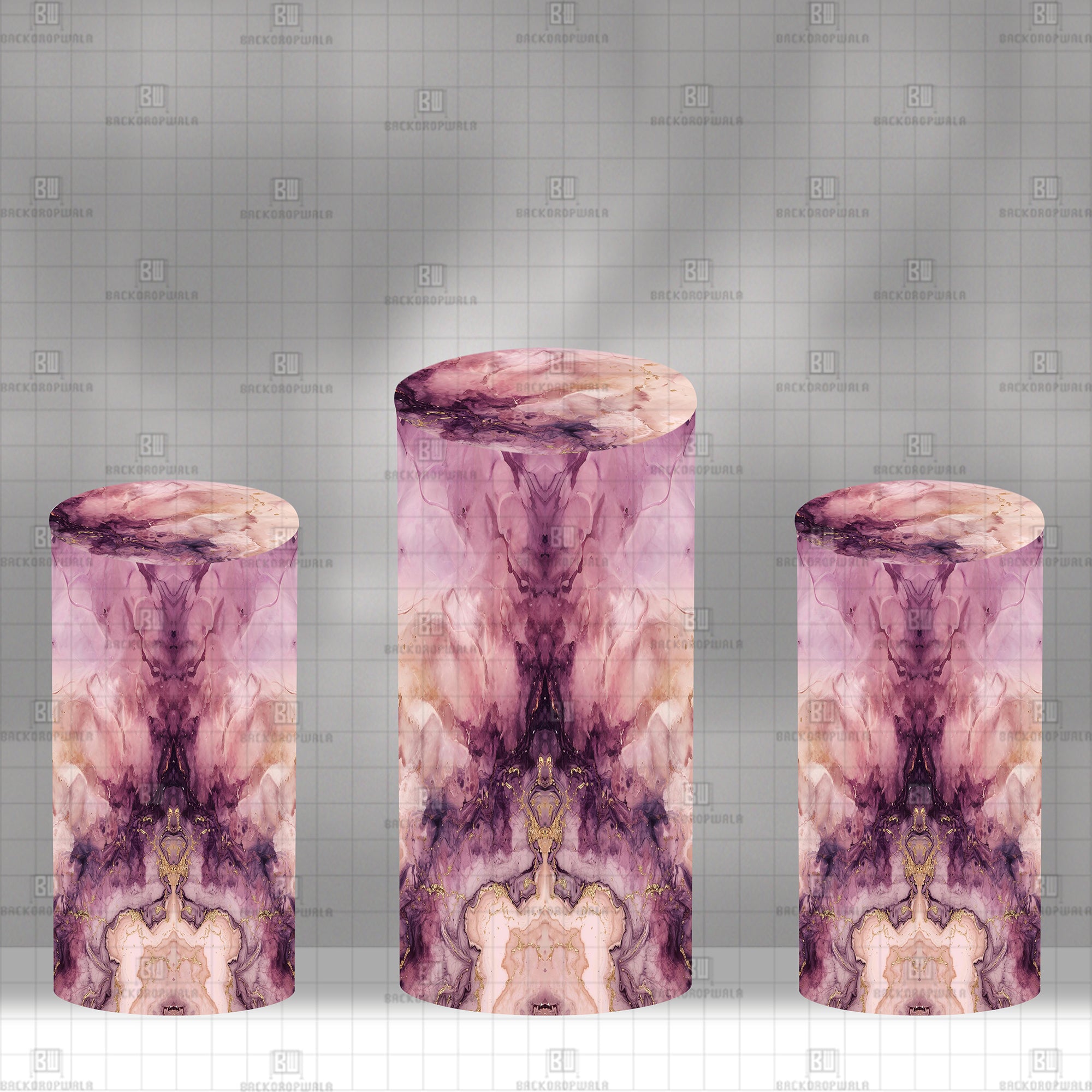 Plum Marble Reflection Theme Drum Cover Backdrop