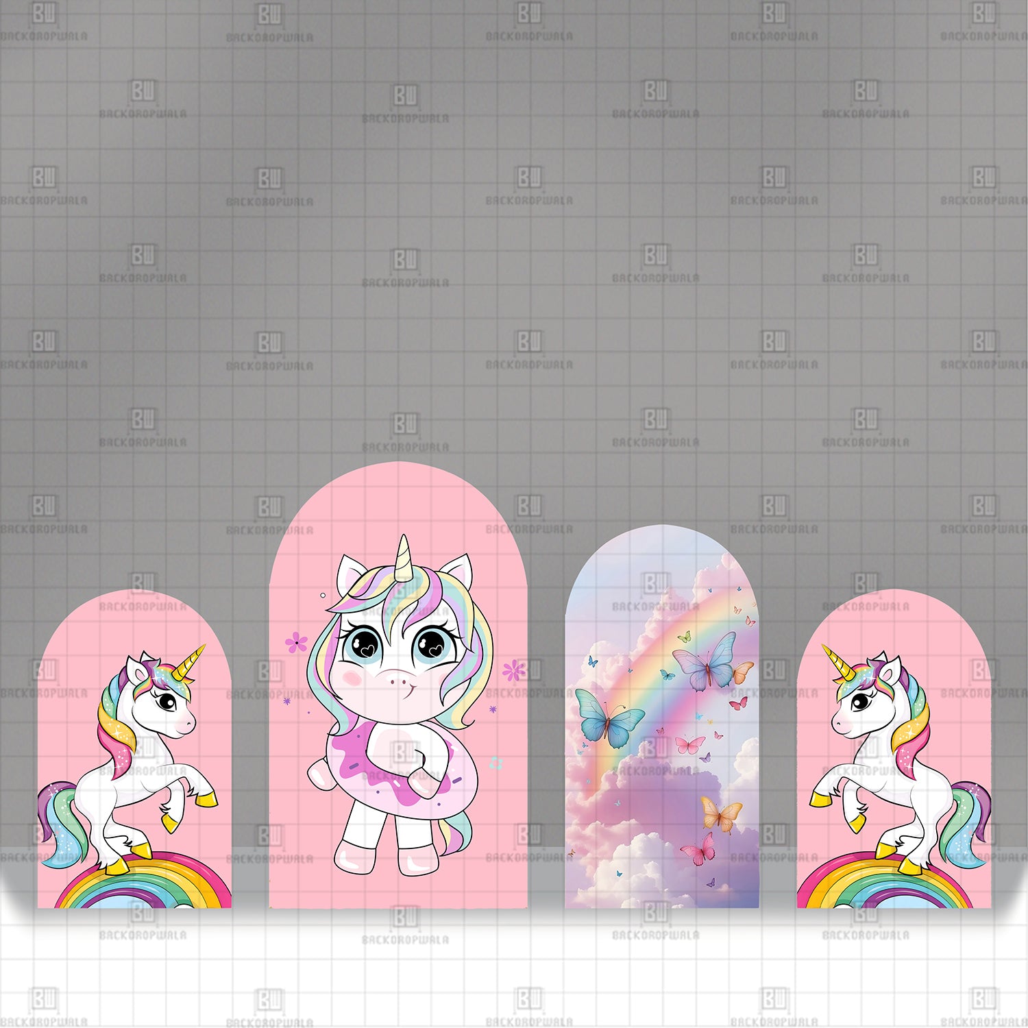 Unicorn and Rainbow Theme Printed Event Backdrop