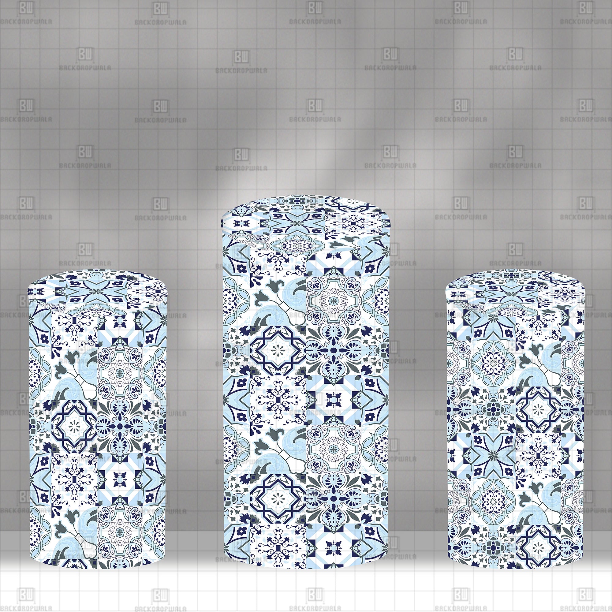 Aegean Elegance Pedestals Theme Drum Cover Backdrop