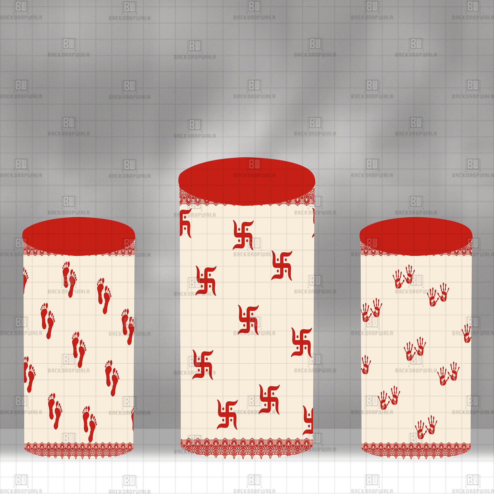 The Ornate Puja Pedestals Theme Drum Cover Backdrop