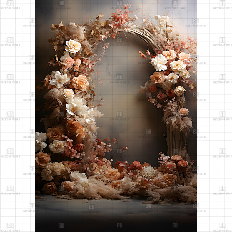 Autumn Rose Circle Backdrop Printed Maternity Backdrop