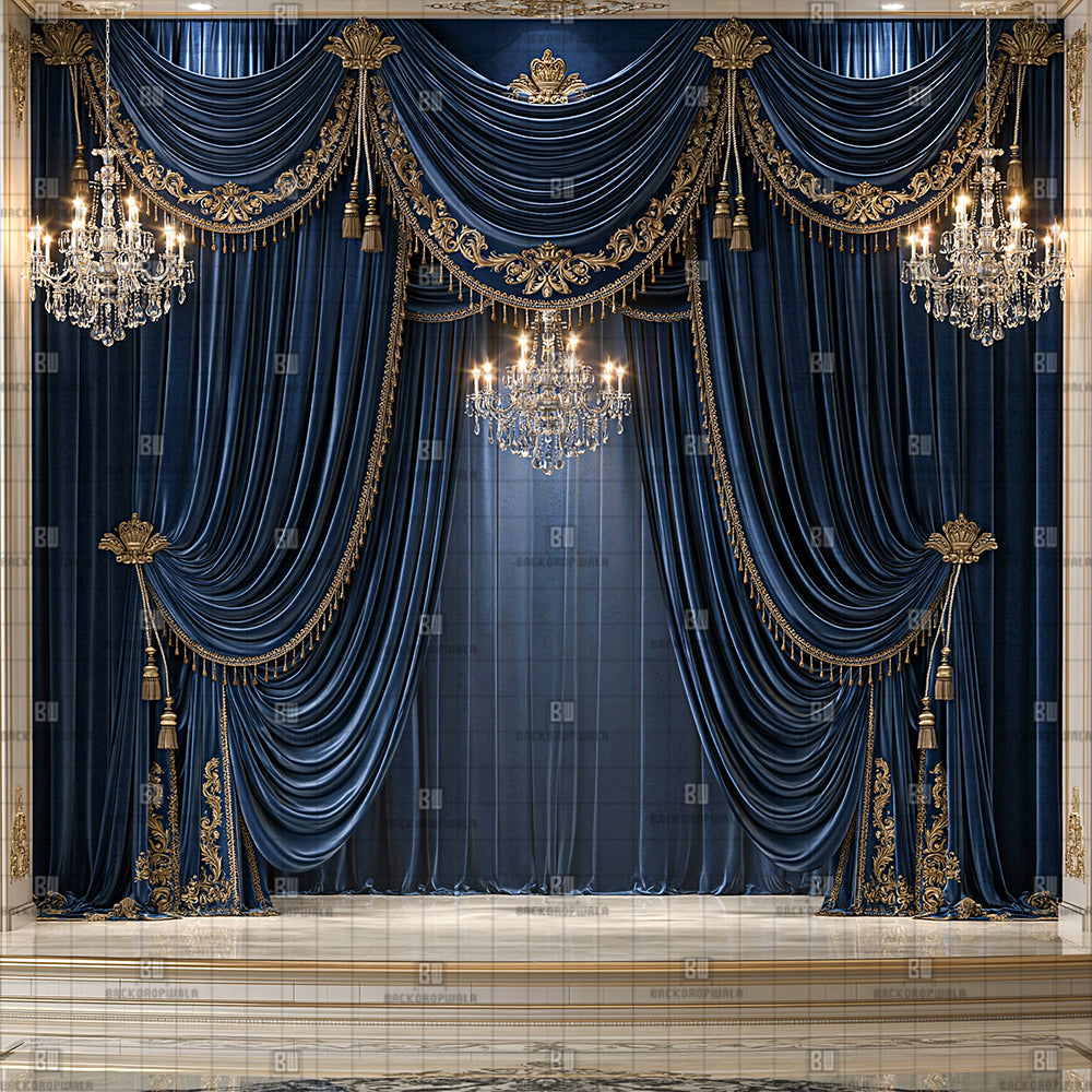 Sapphire Chandelier Canopy Ganesh Decoration Printed Backdrop