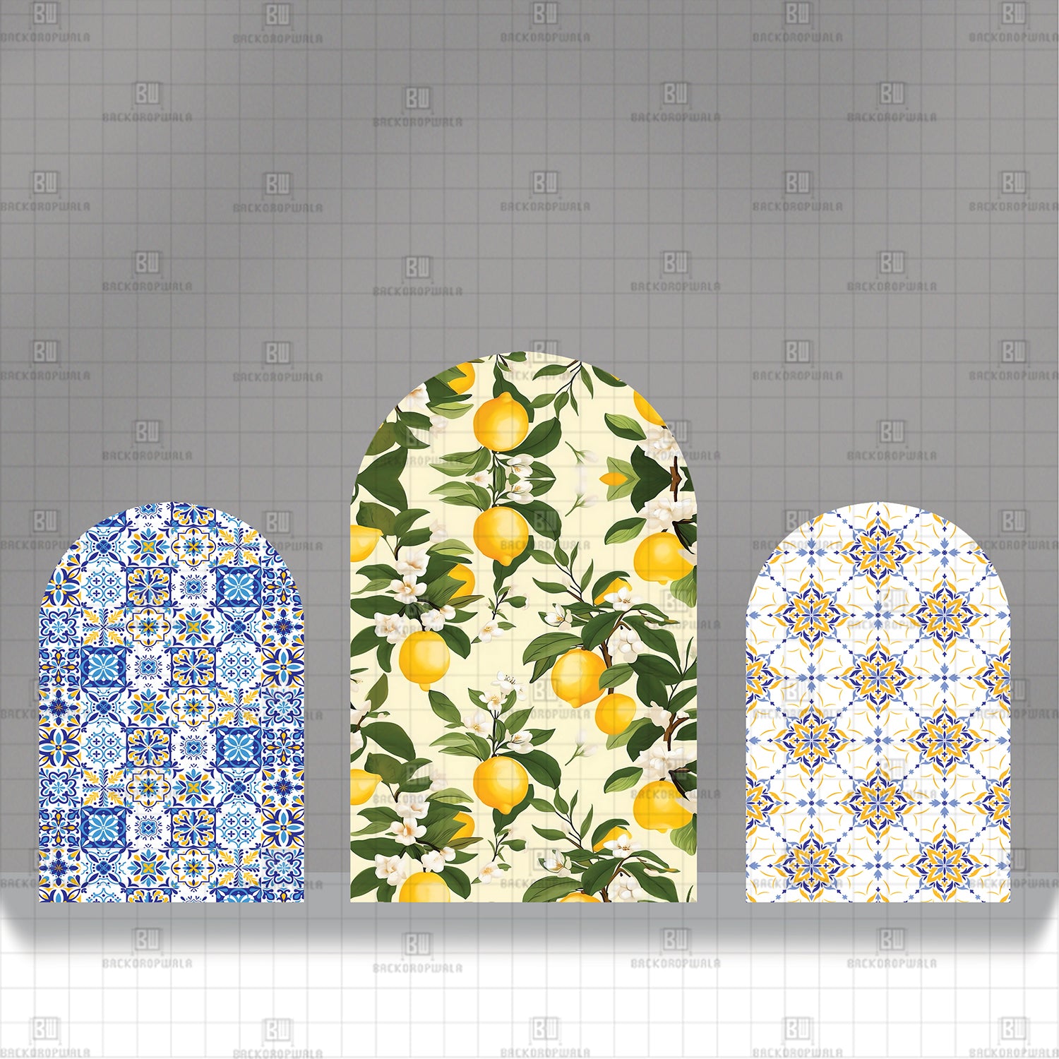 Lemon Zest Mosaic Theme Printed Event Backdrop