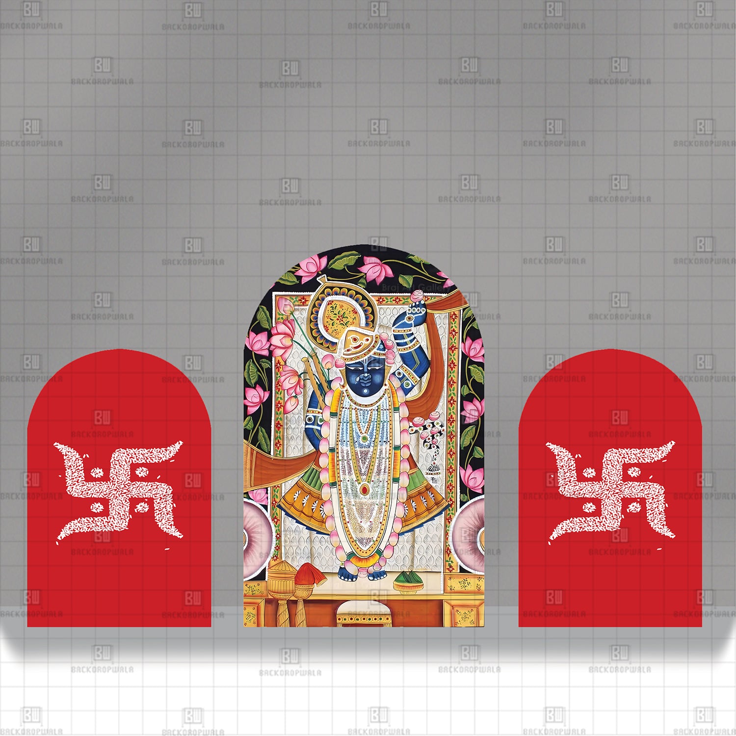 Swastika & Shrinathji Theme Printed Event Backdrop