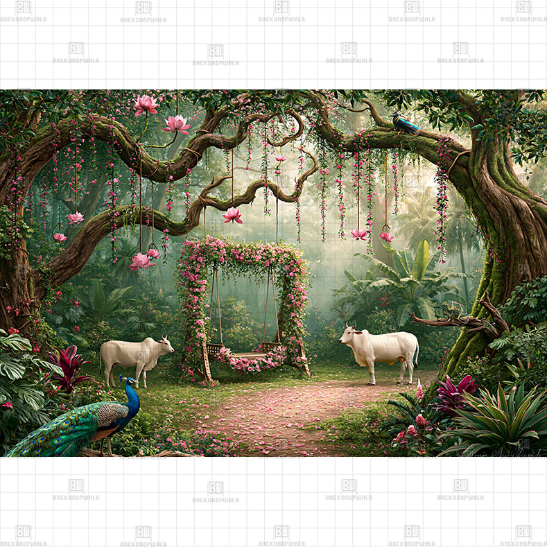 Traditional Village Courtyard Printed Baby Backdrop