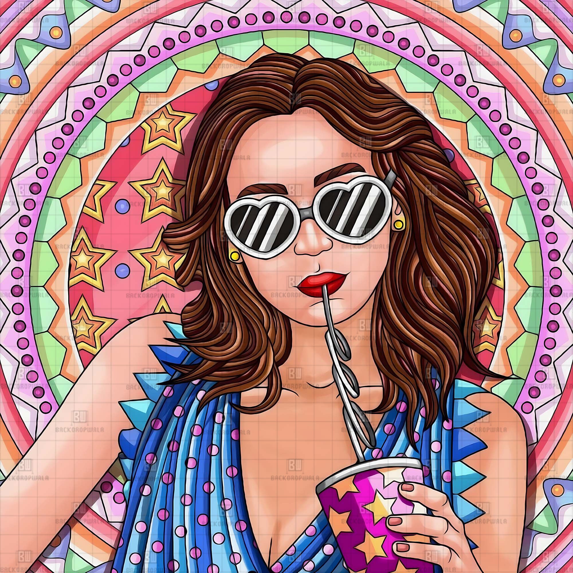 The Kaleidoscope Cool Girl Carnival & Haldi Theme Backdrop