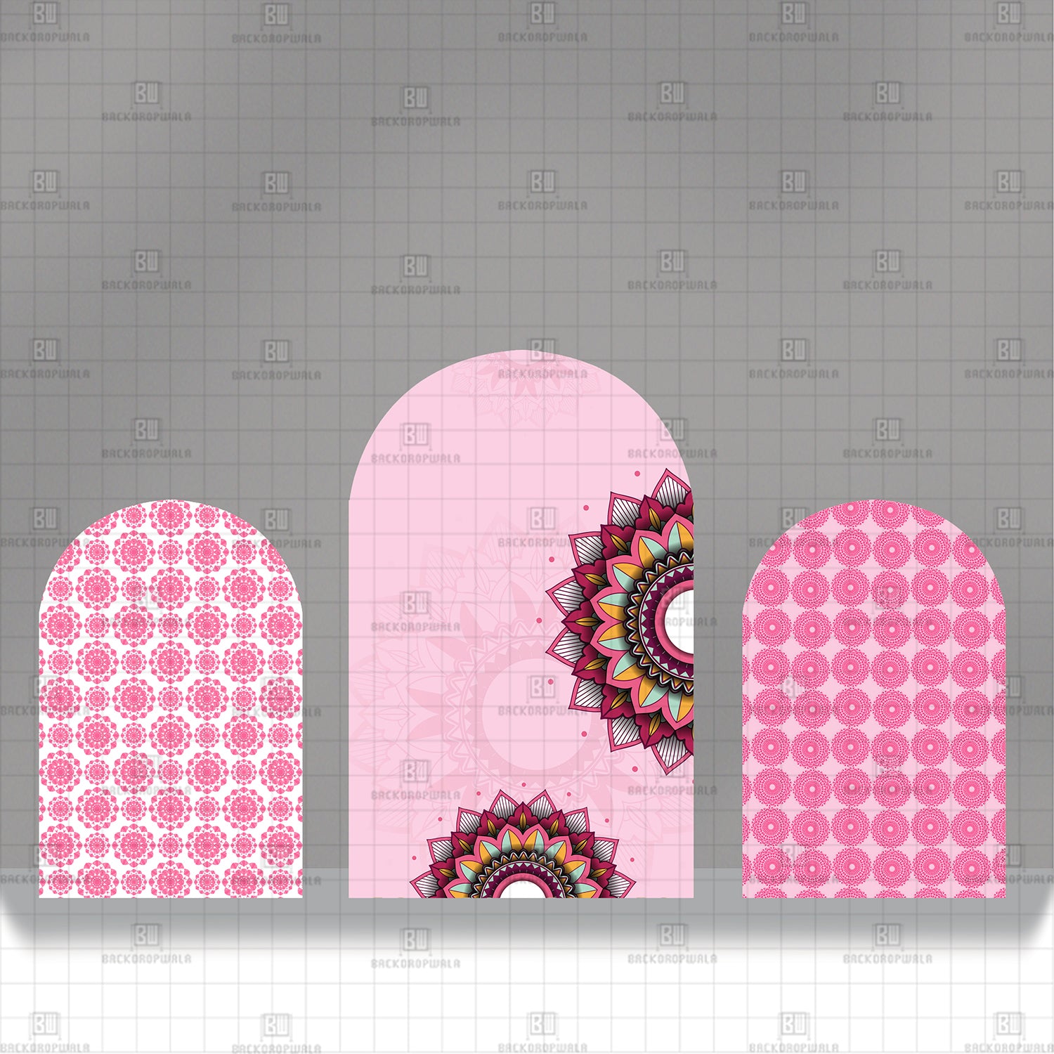 Pink Saffron Geometry Theme Printed Event Backdrop