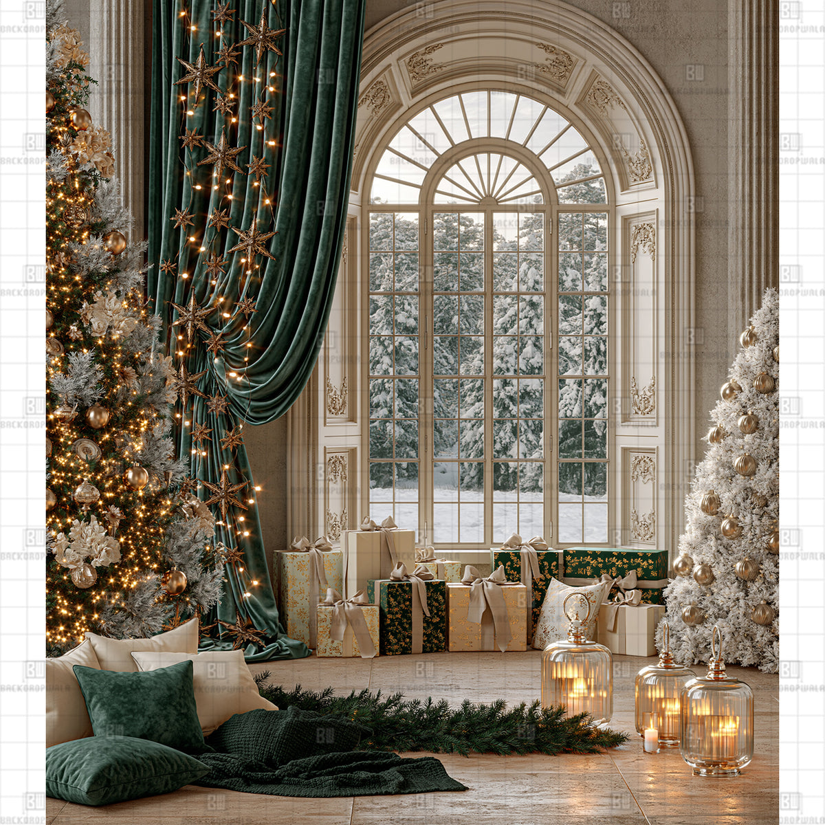 Frosted Palace Window Printed Festival Backdrop
