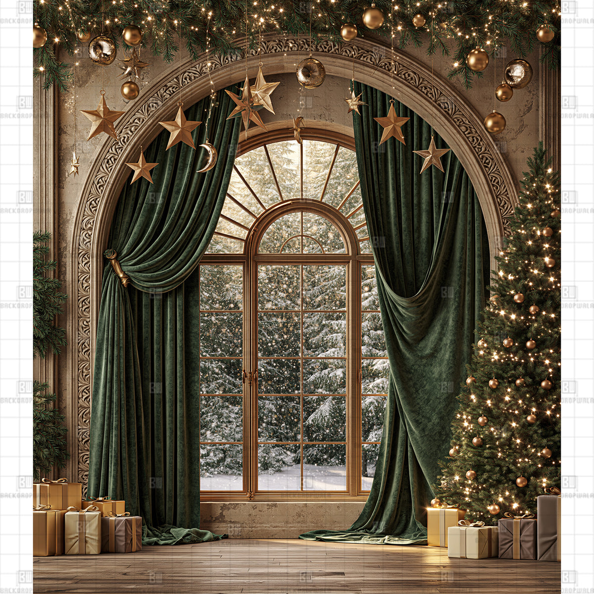 Starlight Window Arch Printed Festival Backdrop