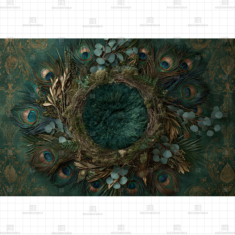 Peacock Elegance Theme Born Baby Backdrop