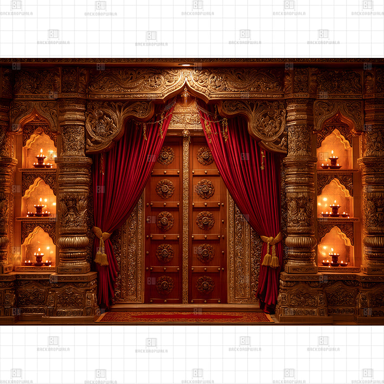 Heritage Palace Mandir Printed Diwali Baby Backdrop