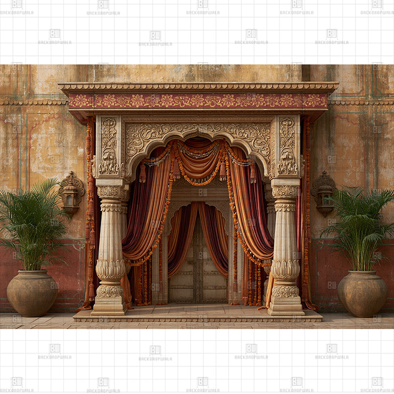 Ganesha Temple View Printed Baby Backdrop