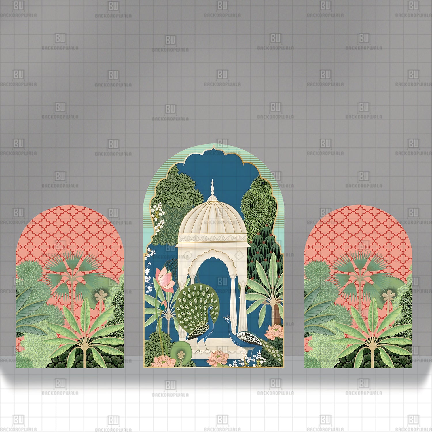 Golden Vine Symmetry Theme Printed Event Backdrop