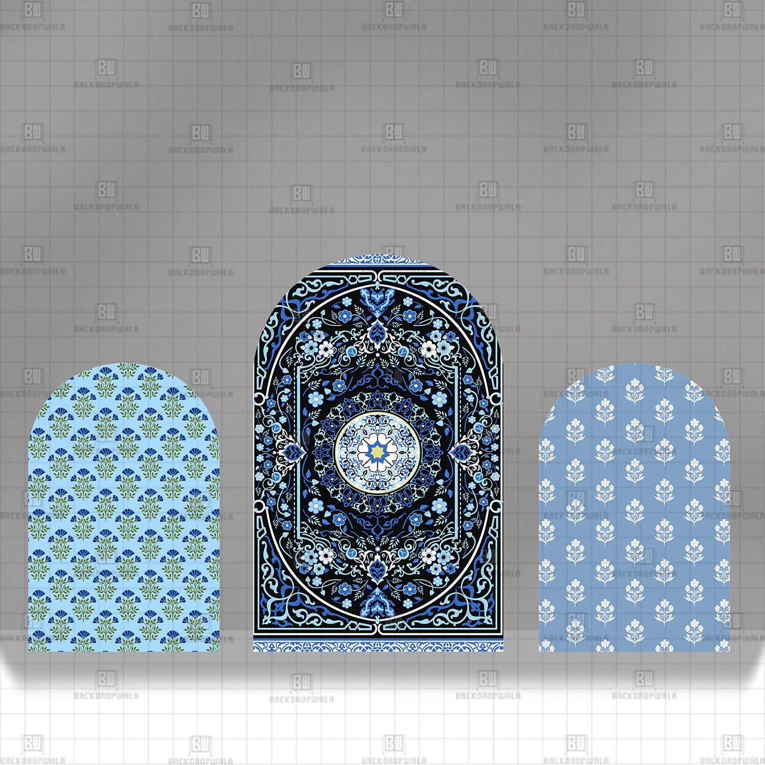 Blue Kaleidoscope Theme Printed Event Backdrop