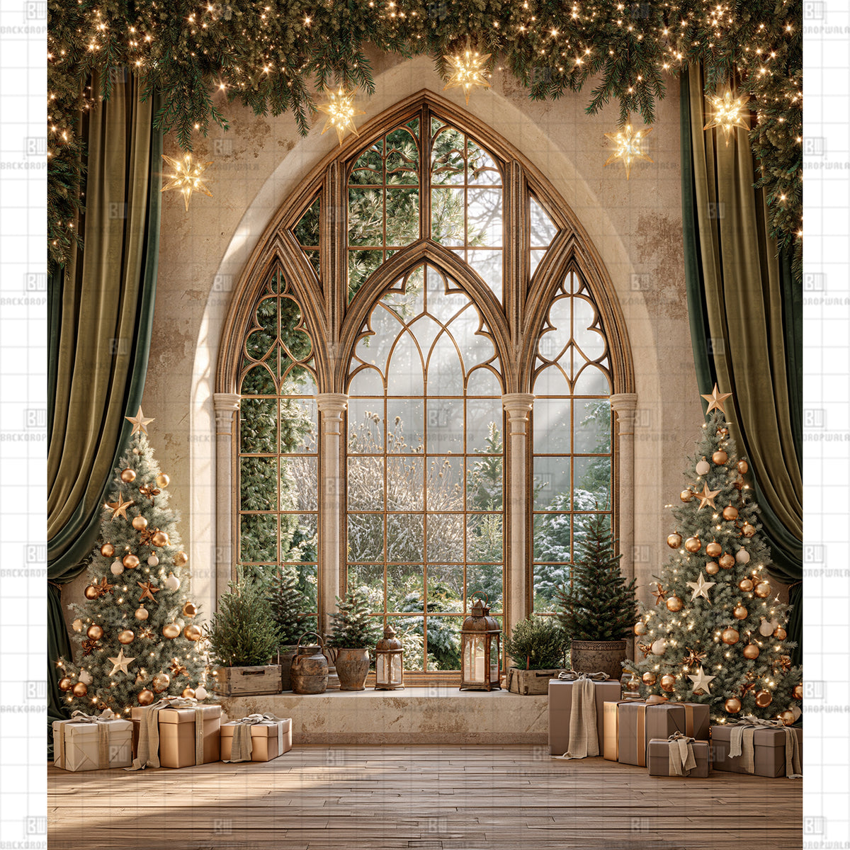 Golden Starlight Sanctuary Printed Festival Backdrop