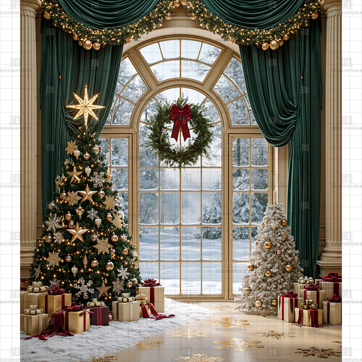 Royal Wreath Window Printed Festival Backdrop