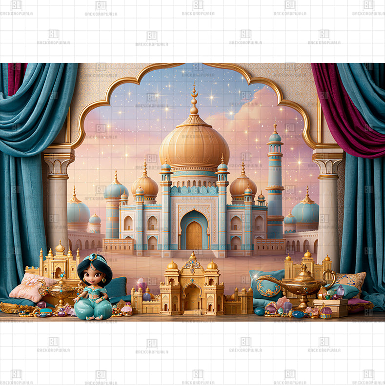 Magical Arabian Princess Palace Printed Baby Backdrop