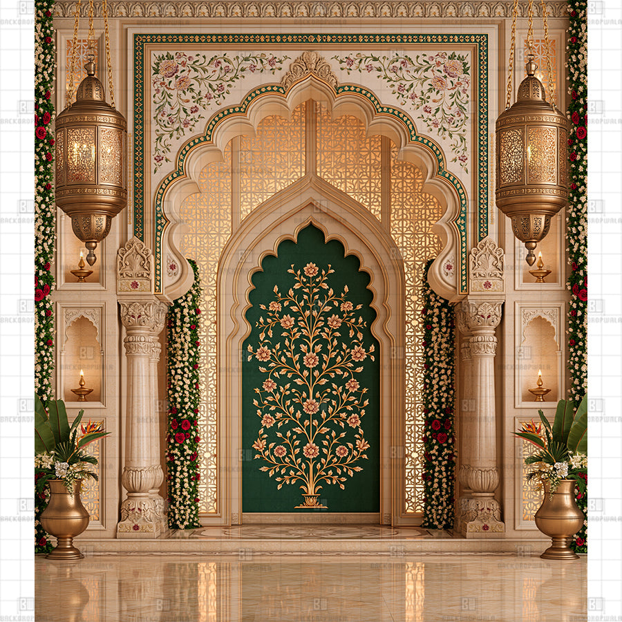 The Imperial Emerald Darbar Printed Diwali Backdrop