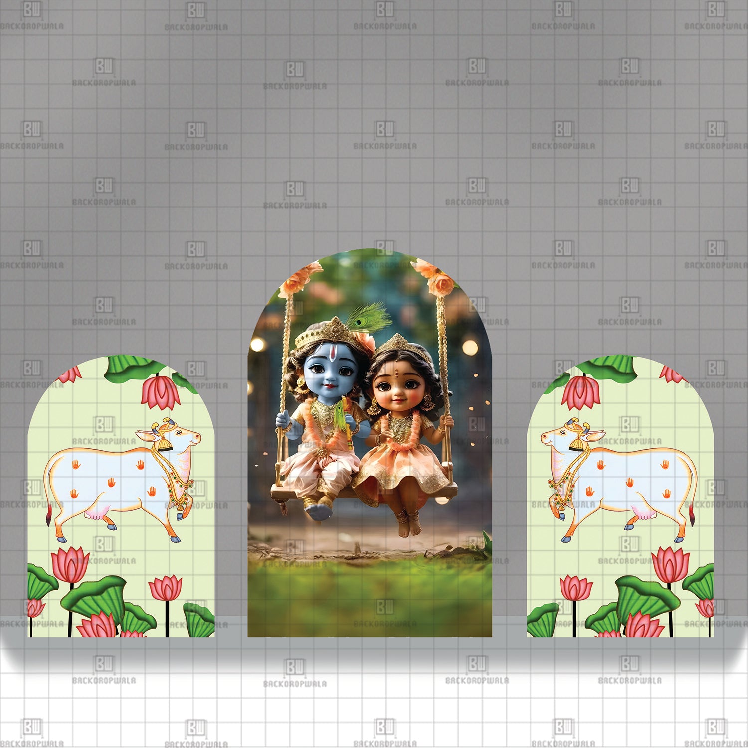 Radha Krishna Theme Printed Event Backdrop