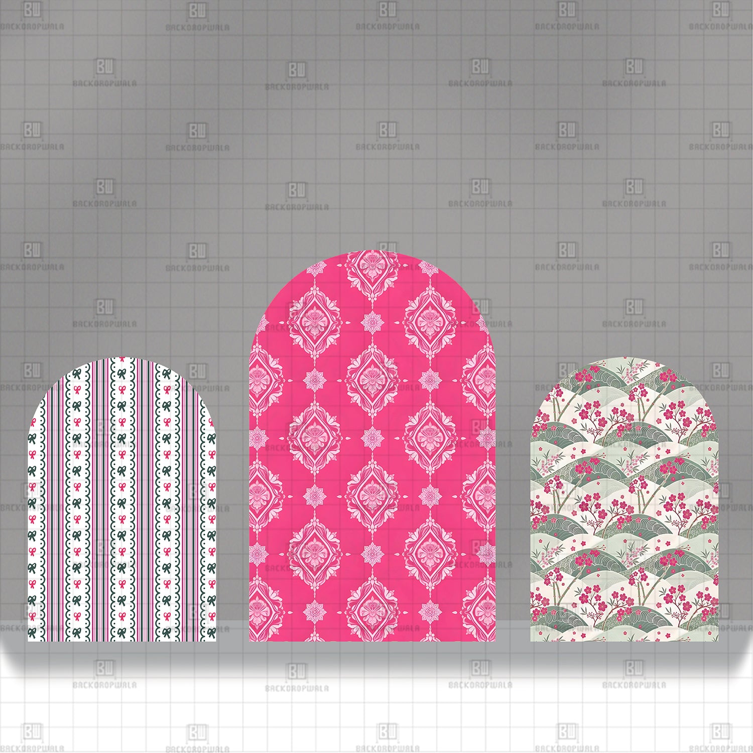 Waves of the Pink Orchard Theme Printed Event Backdrop