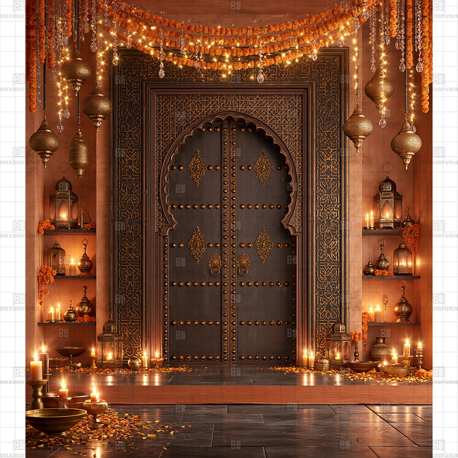 Diwali Twilight at the Courtyard Printed Diwali Decoration Backdrop