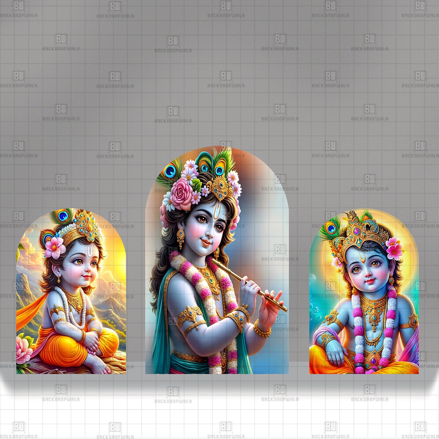 The Flutist of Vrindavan Theme Printed Event Backdrop