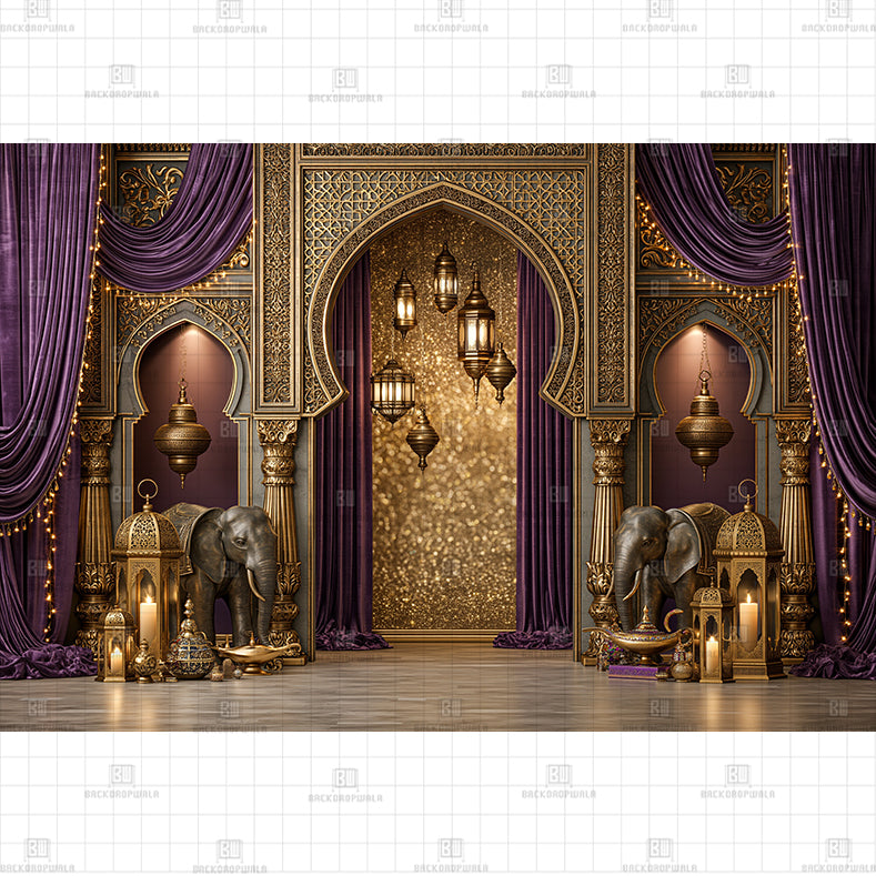 Whimsical Arabian Nights Lanterns Printed Baby Backdrop