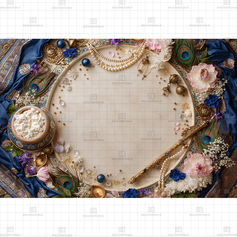 Royal Peacock Sanctuary Theme Born Baby Backdrop
