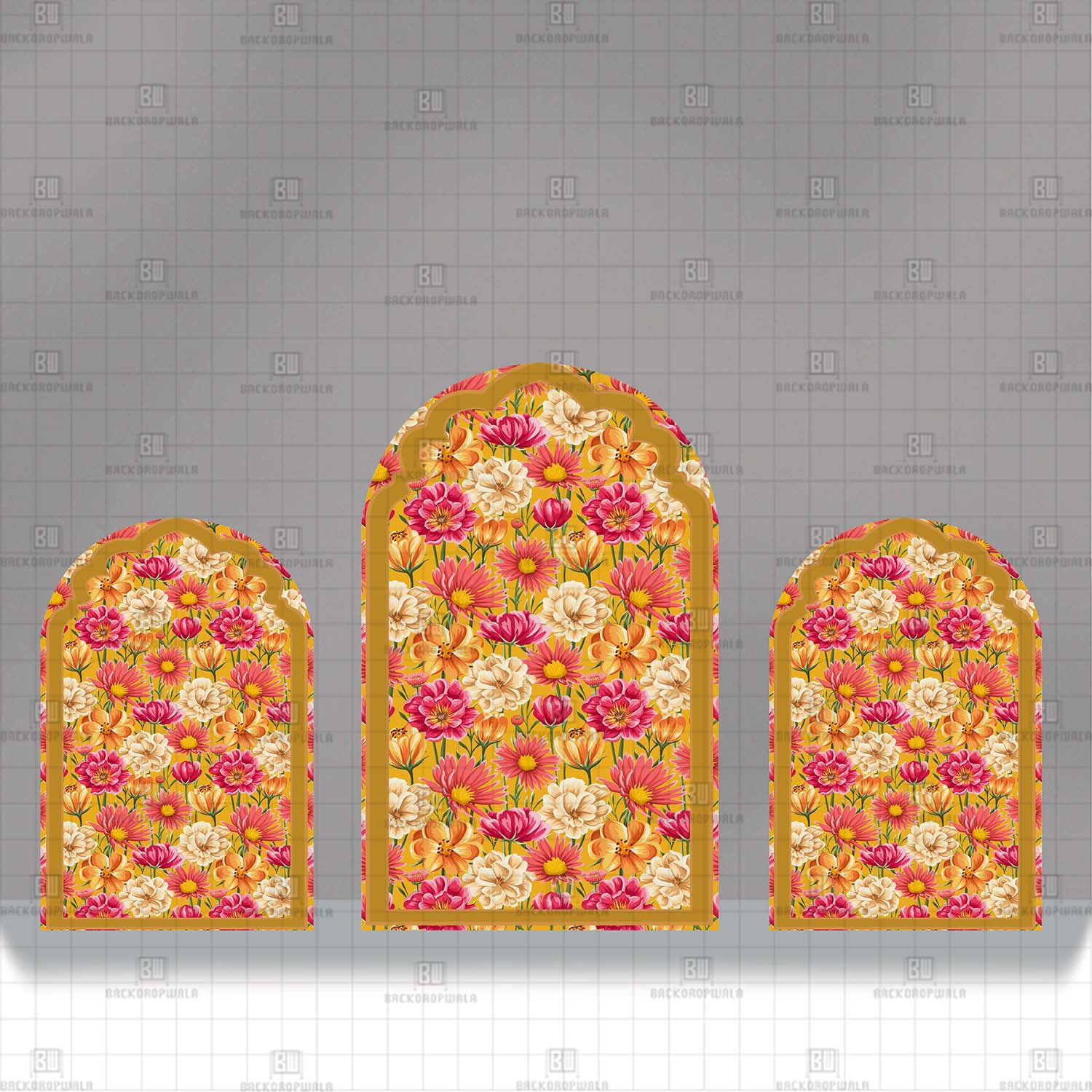 Marigold Harvest Arches Theme Printed Event Backdrop