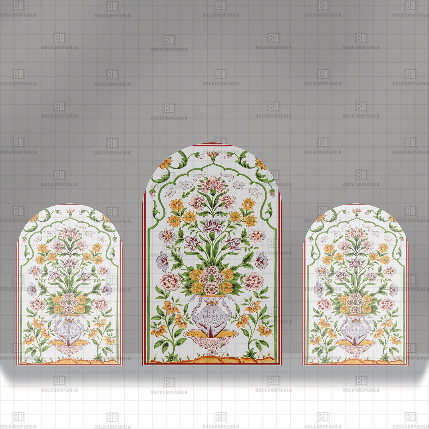 Saffron & Sage Bloom Theme Printed Event Backdrop